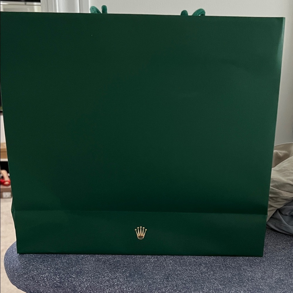 Rolex Green Shopping Bag with Gold Logo